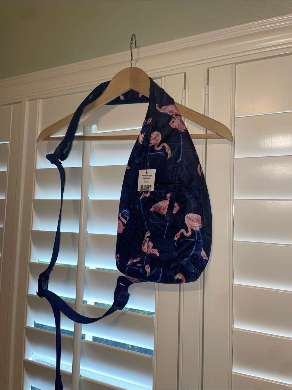 NWT Vera Bradley Navy “Flamingo Party” mini Sling Backpack